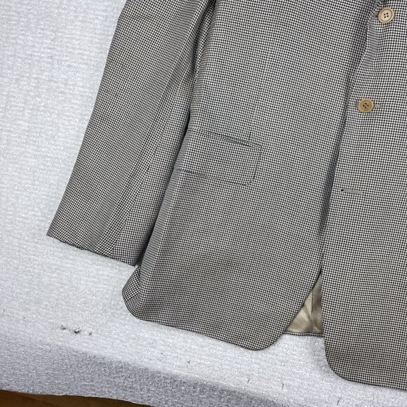 CANALI Light Beige Houndstooth Silk / Wool Blazer Jacket Italy Made Men 50R Read - Picture 6 of 16